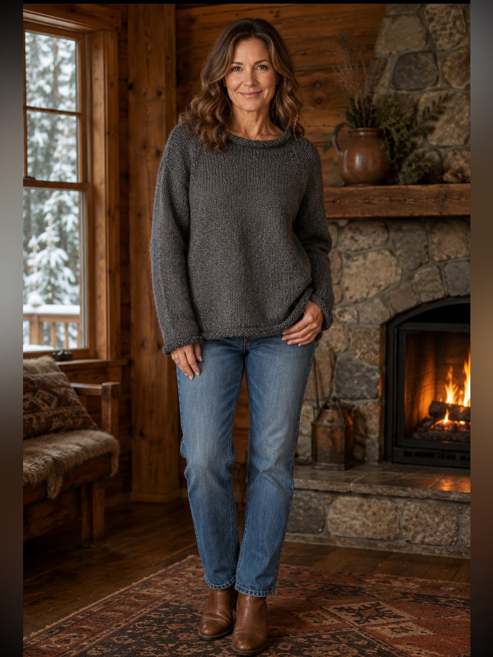 American South Side Alpaca Wool Blend Gray Raglan Sweater Peru M/L